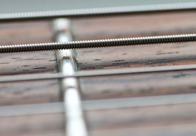 Fretboard a-string in focus