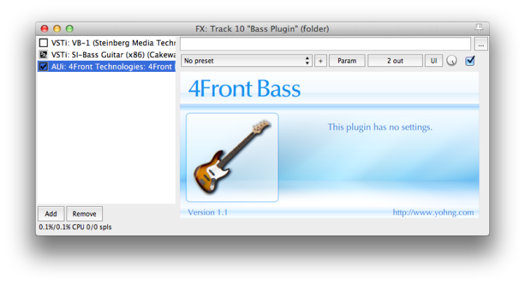 FX window with bass plugin