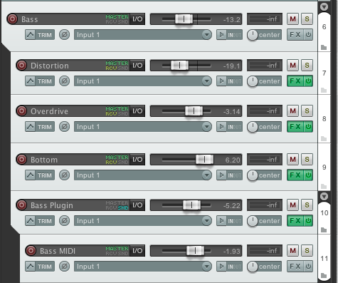 Track structure for bass tracks in Reaper